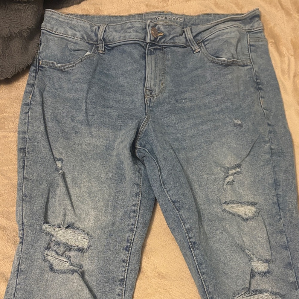 Maurices Light Blue Distressed Skinny Jeans